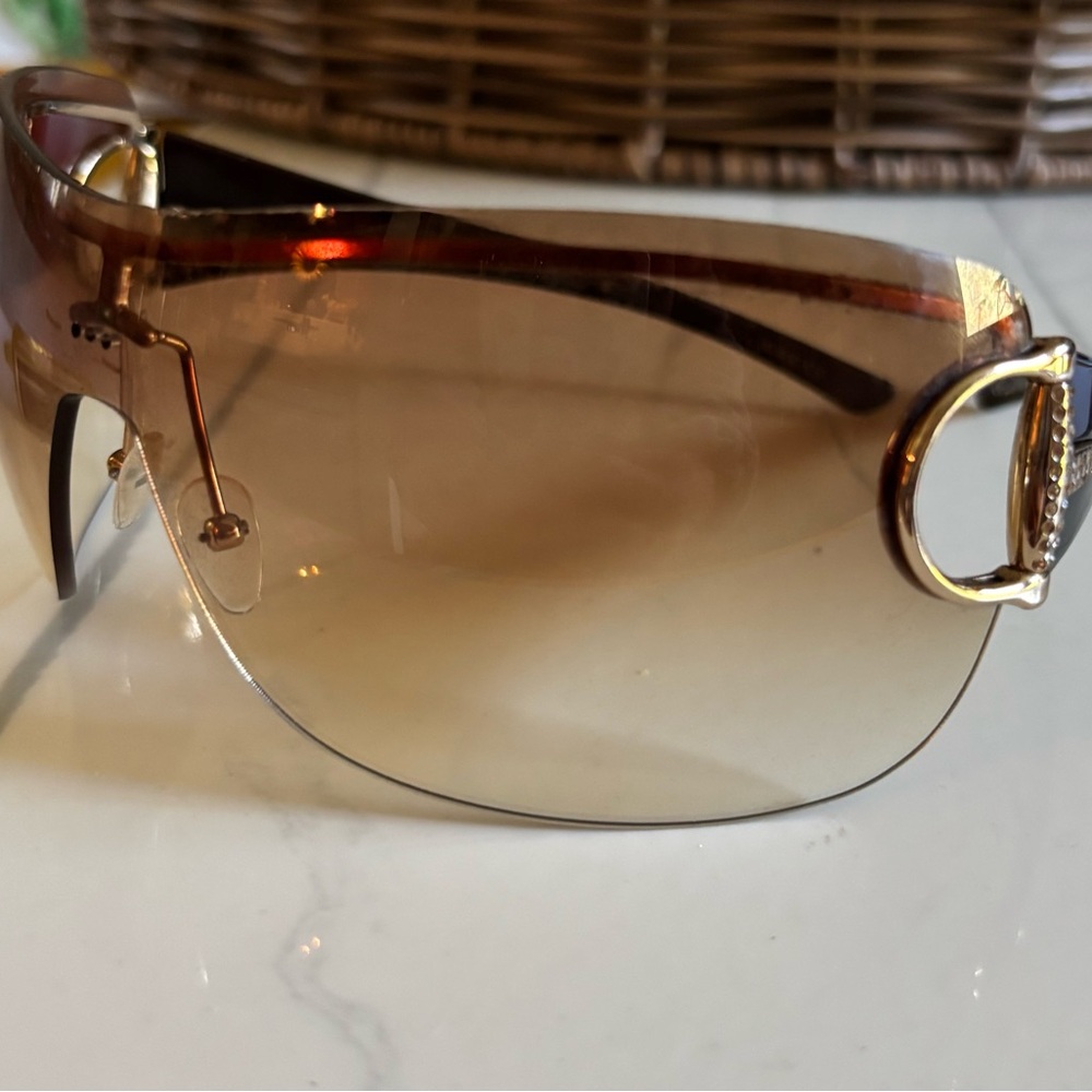 Authentic Gucci GG2711/S Strass Shield Sunglasses Y2K Horsebit Brown Gradient - Picture 7 of 11